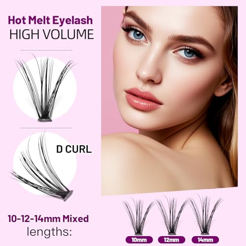 Pro Grafting Mixed 10-12-14mm.12-14-16mm/11-13-15mm/16-18-20mm 20Roots Natural Long Individula False Eyelashes Cluster Thickness 0.07mm D Curl Volume Eye Lashes (10-12-14mm)