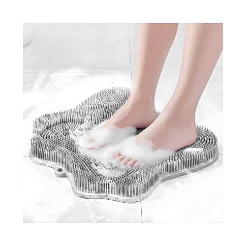 Silicone Shower Foot Scrubber, Shower Feet Mat with Non Slip Suction Cups, Foot Brush Pad