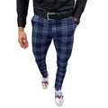 Men's Slim Fit Dress Pants Plaid Stretch Pants Skinny Slack Business Casual Pants