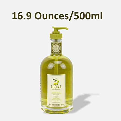 Cucina Purifying Hand Wash Coriander and Olive Tree 16.9 Fl Oz Glass Bottle by Cucina