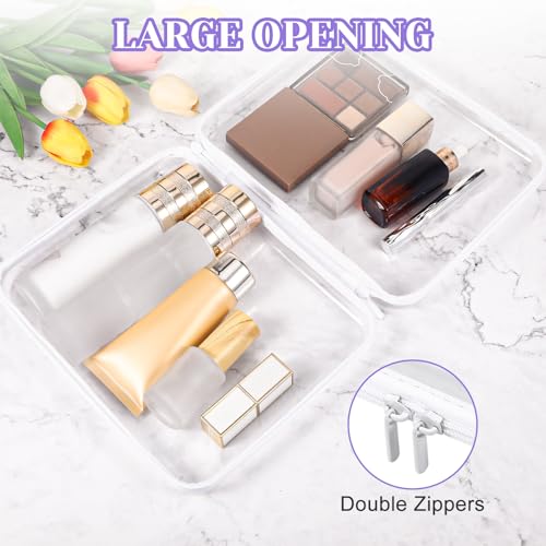 4 Pack Clear Hard Shell Zipper Case, 4¡¿7.5" Plastic Clear Storage Zipper Case, Transparent Waterproof Hard Pouches for Makeup Cosmetic Snacks Building Blocks Puzzles Doll Storage Cases, Multicolor,S