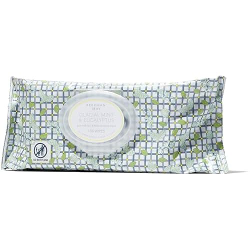 Beekman 1802 Face Wipes ? Makeup Remover Wipes for Face, Facial Cleansing Wipes that Remove Makeup & Dirt, Travel Essentials, Face Wipes with Goat Milk & Aloe, Glacial Mint & Eucalyptus 100 Count