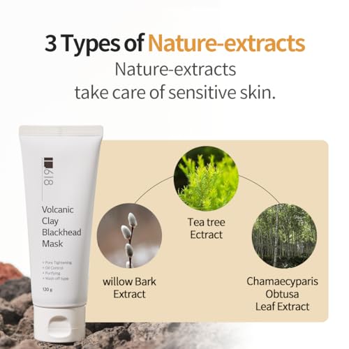 1.618 Volcanic Clay Mud Mask | Korean Style Pore & Sebum Clay Mask | Fast-Drying, Wash off type, 4.23oz