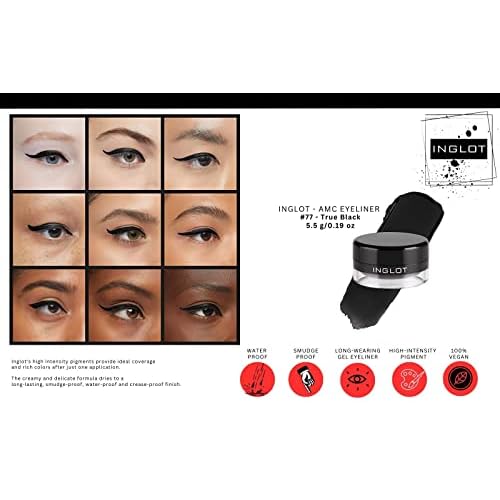 Inglot Eyeliner Bundle - AMC Eyeliner Gel 90, AMC Eyeliner Gel 77 and Brush 30T (3-piece)