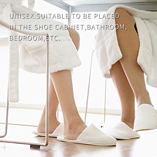 24 Pairs Spa Slippers,Closed Toe Disposable Slippers,Non-Slip Slippers Fit Size for Men and Women for Hotel Home Guest Used,White