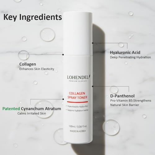 Collagen Spray Toner, Fine Mist Face Toner with Collagen & D-Panthenol, Firming & Elasticity, Instant Hydration, Soothe Irritated Skin, Korean Skincare 100ml / 3.38fl.oz
