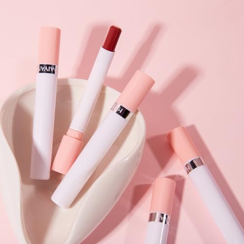 4Pcs Cigarette Case Lipstick Long-Lasting Non-Sticky Matte Nude Lipstick Set Lightweight Mini Velvety Lip Gloss Little Smoke Tube Style Lip Tint Festivals Gift for Women Daily Lip Makeup (A)