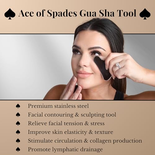 FilterLESS Era Ace of Spades Gua Sha Facial Tool | Stainless Steel Face Massager for Sculpting, Muscle Scraping & Lymphatic Drainage