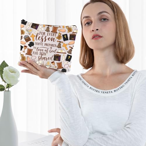 G2TUP Sunday Church Teacher Gift Christian Teacher Appreciation Cosmetic Bag For Every Lesson You've Prepared the Love of God