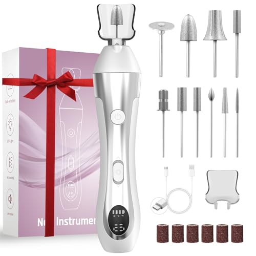 Nail Drill with LED Display ,Manicure Pedicure 10-Speed Cordless Electric Nails File,Rechargeable,10 in 1 Nail Drill Professional Ideal for Home, Beginners,Women