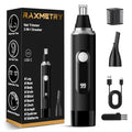 Nose Hair Trimmer for Men and Women,2025 Professional Painless IPX7 Waterproof Eyebrow & Facial Hair Trimmer,USB Rechargeable with LED Display Dual-Edge Blades for Smoother Cutting,BlackSilver