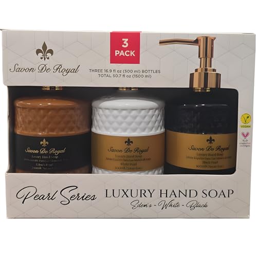 Luxury Pack of 3 Liquid Hand Soap, Jasmine/Musk Vanilla/Vanilla Orange Bathroom Soap Hand Wash Refillable Bottle Gift 50.7 Fl Oz