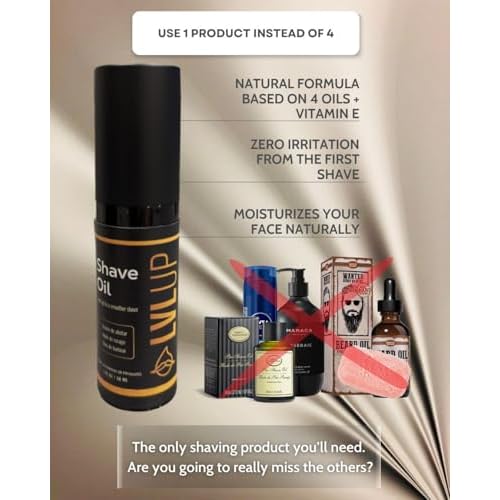 Premium Shave Oil for Men - LVLUP is a 100% Natural Shave Oil for Sensitive Skin - Prevents Razor Burn & Bumps - No need for shaving cream, soap, gel, aftershave, all-in-one product.(1oz)