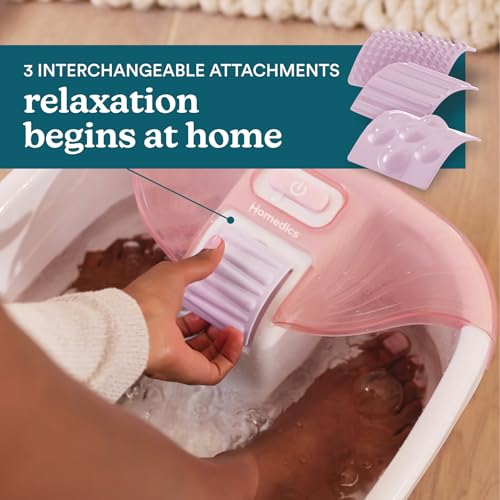 Homedics Bubble Bliss¢ç Deluxe Footbath Gift Set ? Heated Foot Spa with Invigorating Bubbles, 3 Massage Attachments, Pumice Stone, Moisturizing Heel Socks & Splash Guard for Ultimate Relaxation