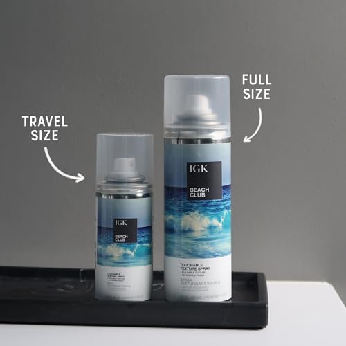 IGK BEACH CLUB Touchable Texture Spray Travel Bundle | Hold + Volume + Lightweight | Vegan + Cruelty Free | (5 Oz + 1.7 Oz)