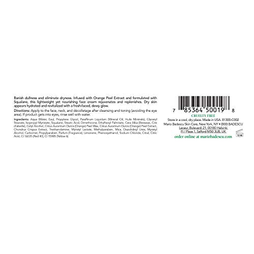 Mario Badescu Orange Protective Face Cream - Radiance-boosting Face Moisturizer Infused with Orange Peel Extract - Replenishes Skin & Helps Defend Against Dehydration, 1 Oz