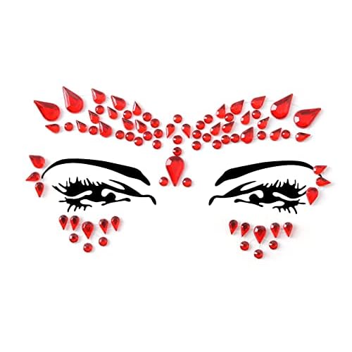 Face Gems Adhesive Glitter face Jewel Tattoo Sticker Festival Rave Party Body Make Up (Red-36)