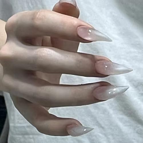 Luxury Press on Nails Medium Curved Stiletto Handmade Eagle Claw Unique Reusable ABS Material Fake Nails Dragon Claw False Nails with Designs Cat Claw Glossy Glue on Nail Thick Acrylic Nail(M)