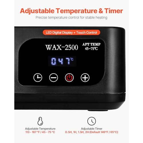 VEVOR Paraffin Wax Machine for Hands and Feet, 3500ML Professional Paraffin Wax Warmer, 113¢µ-167¢µ Digital Display Paraffin Bath Moisturizing Kit with Timer for Skin Hydration, Home Spa, Beauty Salons