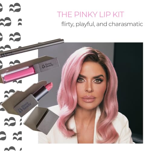 Rinna Beauty Icon Lip Kit - Pinky - All-in-one Lip Kit Includes Lipstick, Lip Gloss, and Lip Liner - CANDY PINK look - Vegan, Long-lasting, Anti-aging & Moisturizing, Cruelty-Free - 1 each