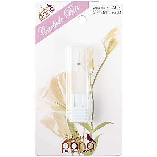 Pana 3/32" Cuticle Clean Safety Nail Ceramic White Carbide Bit (Grit: Medium - M) for Electric Dremel Drill Machine