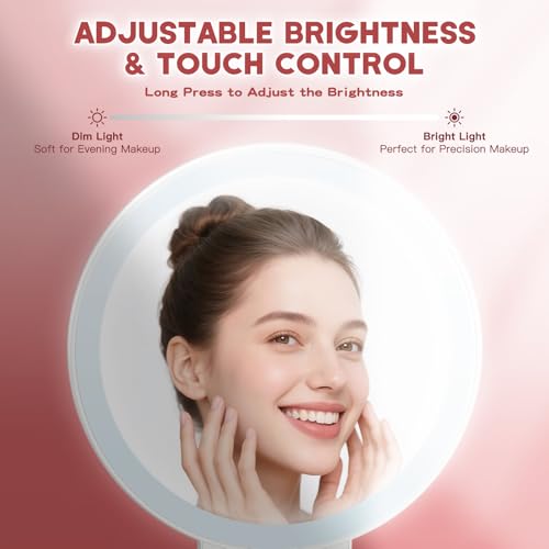 1X/30X Magnifying Mirror with Light and Adjustable Brightness, Makeup Mirror with 360¡Æ Rotation Adjustable Folding Handle, Portable Rechargeable Double Sided Mirrors, Foldable Vanity Mirror (white)