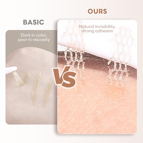 480 Pcs Breathable Double Eyelid Tape Invisible Eyelid Lifting Strips Glue-Free Face Eye Makeup Tape Natural Lace Lid Stickers with Tools - Pink Gold Base 20 Sheets L Size