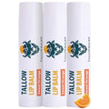 Moisturizing Tallow Lip Balm ? Grass-Fed Beef Tallow with Organic Coconut Oil, Beeswax, and Vitamin E ? Sweet Orange ? Lip Balm Set ? Travel Essential ? 3-Pack