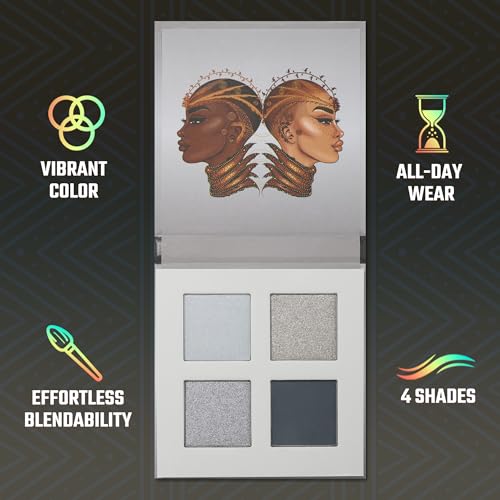 Juvia's Place Rebel Quad Grey Eyeshadow Palette - Professional Eye Makeup, Pigmented Eyeshadow Palette, Makeup Palette for Eye Color & Shine, Pressed Eyeshadow Cosmetics, Shades of 4, 1.0 Count