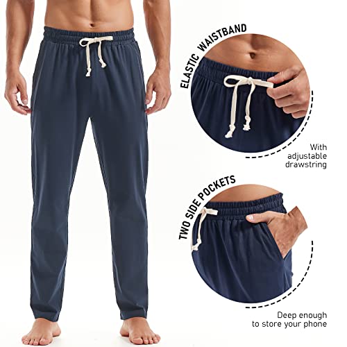 AMY COULEE Mens Cotton Yoga Pants Running Workout Lightweight Sweatpants Open Bottom Lounge Pants with Pockets