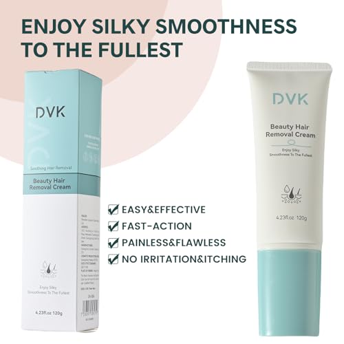 DVK Hair Removal Cream, 4.23 fl oz, Silky Smoothness, Hairfree, Waxing Kit, Shaving Foam, Skincare, Painless