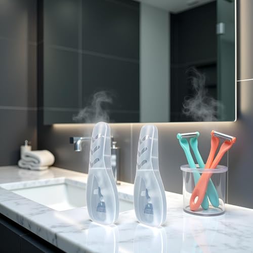 2Pcs Clear Portable Travel Men Manual Razor Protector Plastic Box Cover Container Storage Shaver Holder Protector Case Organizer Men's Electric Shaver Accessories