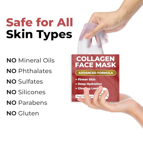 MONIER Collagen Face Mask | Bio-Collagen Real Deep Mask, Overnight Sheet Mask for Glass Skin, Facial Beauty Korean Skin Care - For Dry & Sensitive Skin (4 Pack)