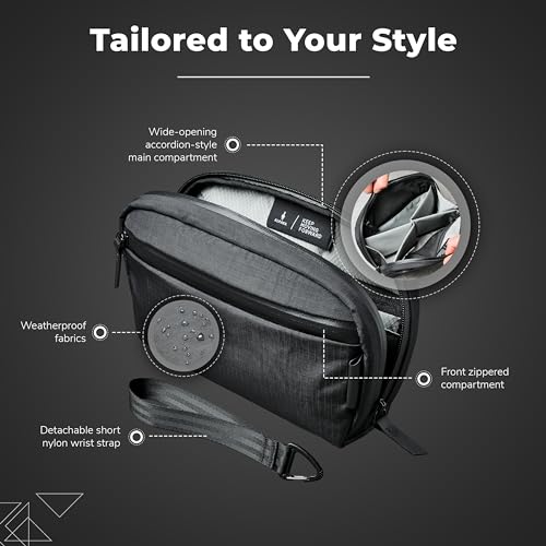 ALPAKA Toiletry Bag - Comes with a Shoulder and Wrist Strap- 2 Internal Dividers and 2 Mesh Pockets - Doubles as EDC Pouch - Optimally Sized Accordion-Style Toiletry Bag For Men