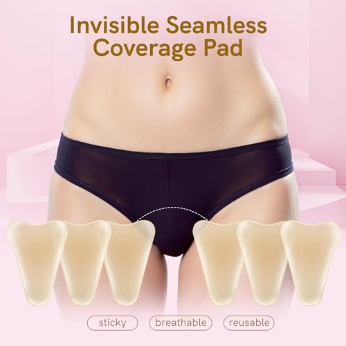 Camel Front Silicone Coverage Concealer Pads for Women, 6 Pack Reusable Invisible Insert for Leggings, Yoga Pants & Swimwear