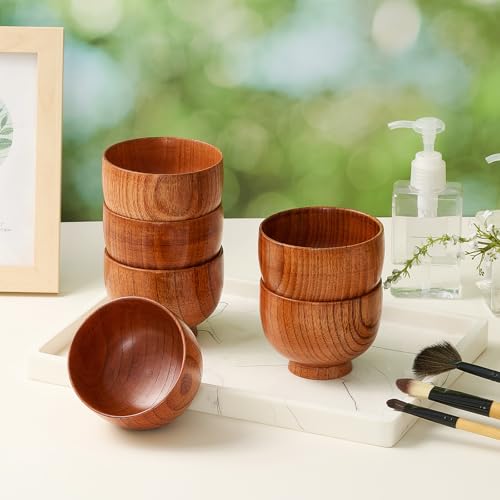 6 Pcs Esthetician Bowls for Facial Face Mask Bowls Esthetician Supplies for Women Mask Apply DIY Skincare Products Home Salon(3.54 Inch,Wooden)