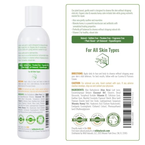 Wild Naturals Moisturizing Eczema Body Wash ? Gentle Psoriasis Body Wash for Itchy, Dry Skin Relief ? Eczema Soap for Redness and Flareups ? Hydrating Cleanser for Women and Men