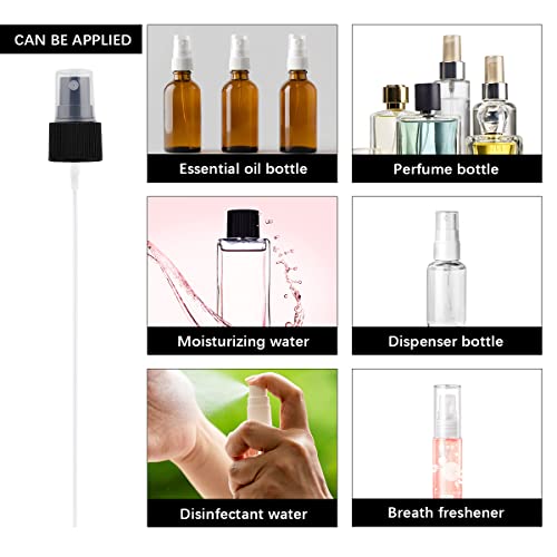 FERCAISH 40 Pcs Spray Bottle Tops, Replacement Pump Heads, Reusable Dispenser Caps, Fine Mist Sprayer, Cosmetic Spray Bottle (24 Caliber-Black)