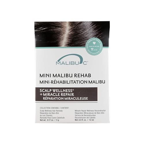 Malibu C Mini Malibu Rehab Scalp Wellness - Contains 2 Hair Remedy Packets - Miineral & Oil Infused Deep Conditioner and Scalp Rejuvenating Hair Care