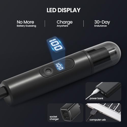 SUERBEATY Nose Hair Trimmer for Men Rechargeable, Electric Nose and Ear Hair Trimmer, Professional Nose Clipper, LED Display, Waterproof, Portable Travel Size, Painless, Black