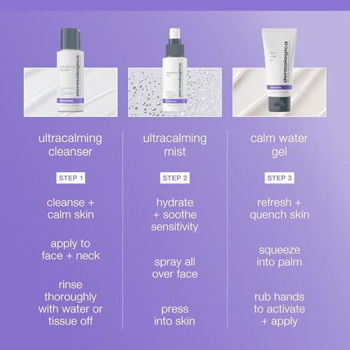 Dermalogica Sensitive Skin Rescue Kit - Set Contains: Face Wash, Toner, and Face Moisturizer - Skin Care To Calm, Soothe and Minimize Irritation