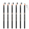 6pcs 2mm Ultra-Thin Eyebrow Pencil with Brush Waterproof Long-Lasting Slim Eyebrow Pencil Peel off Microblading Mapping Pencils (#01 Black)