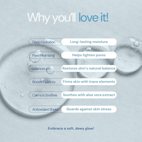Hydrating Hyaluronic Acid Face Toner for Sensitive Skin ? Pore-Minimizing, Anti-Aging & Radiance-Boosting with Aloe Vera, Oat & Birch Leaf ? Alcohol-Free & Dermatologically Tested