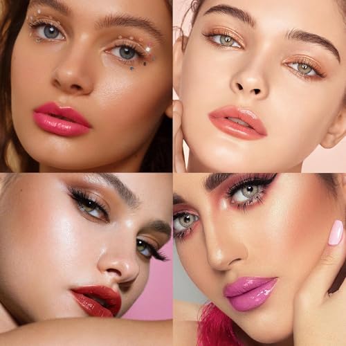 3 Colors Fat Lip Oil Click Slick,Press Lipstick Set,Moisturizing Lip Balm,High Pigment Glow Lip Oil,Long-lasting,Pigmented Vegan,Lightweight and Glossy Lip Plumper with Coconut Oil-Set A