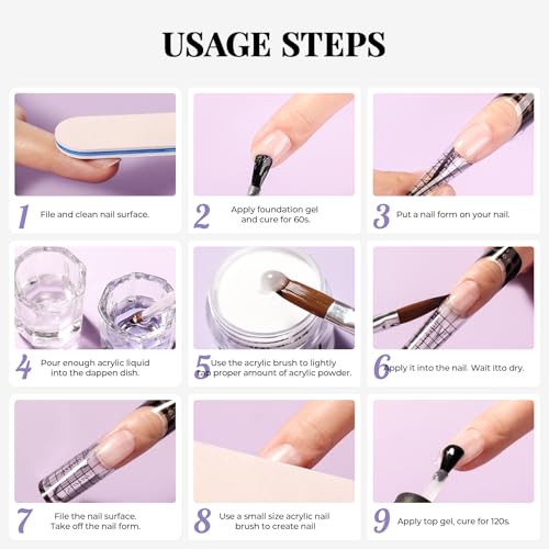 Acrylic Nail Kit for Beginner: Complete Set with 24 Colors Acrylic Powder & Liquid Long Last Durable Quick Dry for Nail Manicure with Nail Drill and Basic Accessories