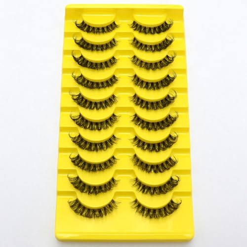 False Eyelashes Natural Look Faux Mink Lashes Russian Strip Lashes C Curl Wispy Like Eyelash Extension Fluffy Transparent Band Cat Eye Fake Eyelashes Pack 10pairs
