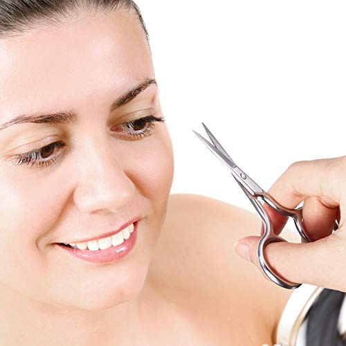 5 Pieces Small Straight Tip Nose Hair Scissor for Grooming, Stainless Steel Multi-Purpose Beauty Grooming Scissors for Facial Hair Removal and Mustache Beard Eyebrows Ear Nose Trimming(Silver)