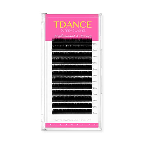TDANCE Lash Extension Matte Black Eyelash Extension C CC D DD J B L Curl Volume & Classic Lash Extensions 0.03-0.18mm Thickness Professional Salon Use(0.03-DD,16 mm)