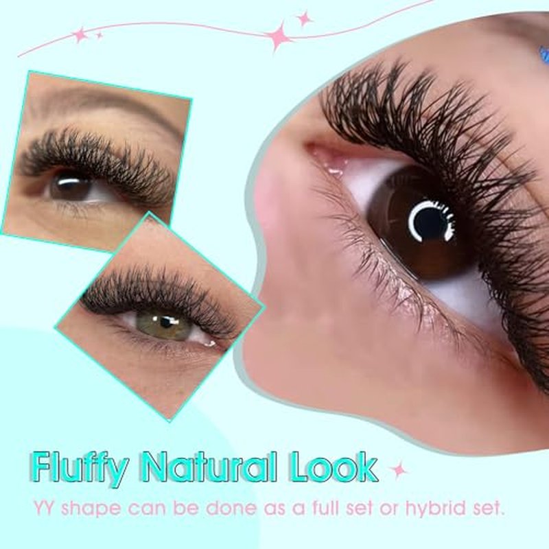 VAVALASH Y Lash Extensions D Curl 0.05mm 8-15mm Mix Tray Easy Premade Volume 4D Fans Eyelash Extension YY Type Natural Volume Lashes Extension Soft Matte Black Lashes (YY-0.05-D-8-15mm)