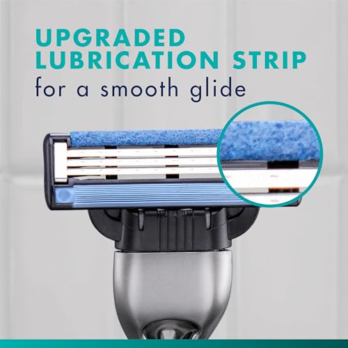 Gillette Mach3 Shaving Razor for Men, 1 Razor Gillette 3-Blade Handle for Men¡¯s Grooming, 10 Razor Blade Refills, Lubrication Strip